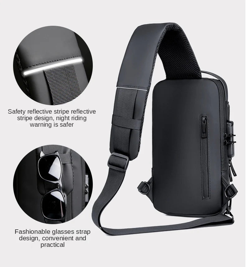 Black | Multifunction Anti-Theft USB Charging Crossbody Shoulder Bag | Stylish, Secure, and Ready for Adventures