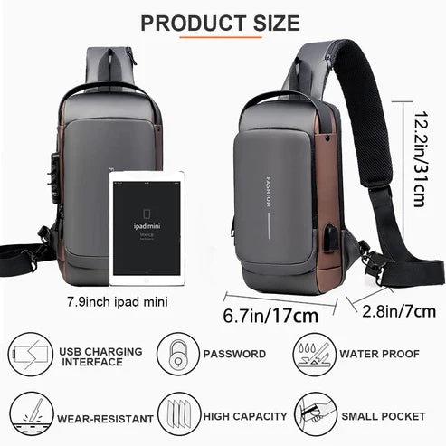 Black | Multifunction Anti-Theft USB Charging Crossbody Shoulder Bag | Stylish, Secure, and Ready for Adventures